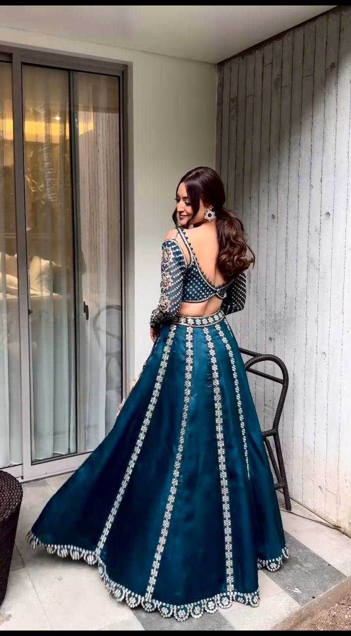 Malai Silk Zari Work Sequins Lehenga for Special Occasions - MYLUXURY LANE ENTERPRISE
